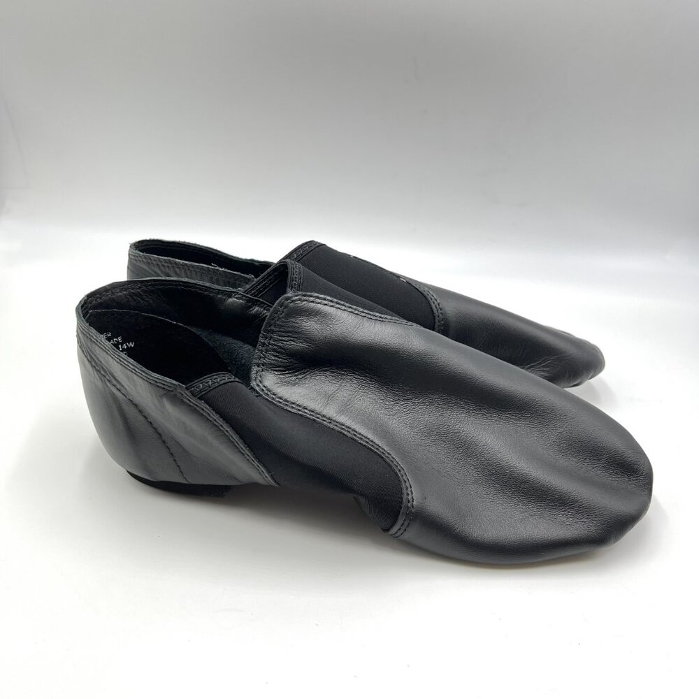 Capezio‎ Adult 14W 14 WIDE WIDTH Black Leather EJ2A Slip On Jazz Dance Shoes